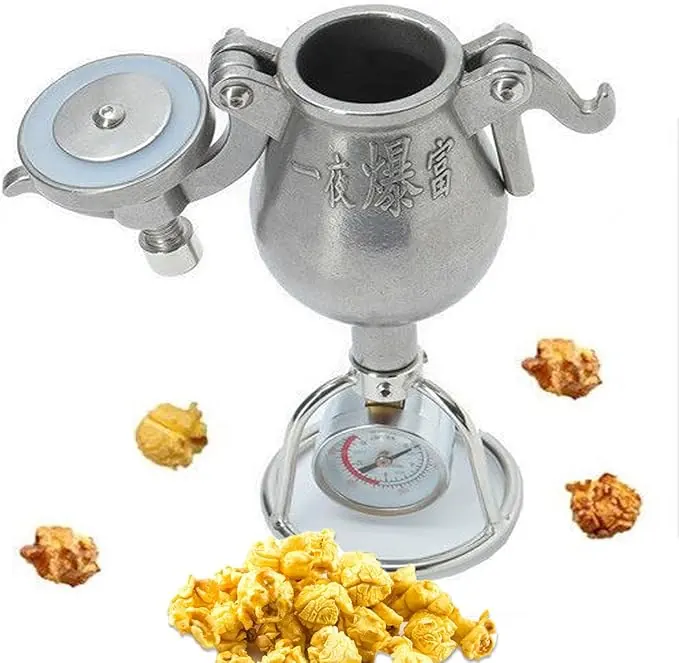 Retro Hand-Crank Popcorn Maker – Stainless Steel Vintage Movie Night Treat. Fresh homemade popcorn with style, nostalgia, and easy manual operation.