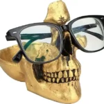 Gothic Skull Eyeglass Stand – Spooky, stylish holder and mini catchall for keys, phone, or desk. Perfect gothic décor and Halloween gift for skull lovers.
