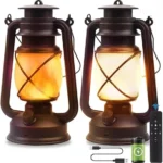 Retro LED Lantern – Flickering Flame, Remote-Controlled & Rechargeable, Perfect for Camping, Indoor/Outdoor Decor, Patios, Gardens, and Cozy Ambient Lighting.