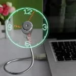 USB LED Clock Fan – Displays Time & Temperature, Flexible USB Desk Gadget, Perfect for Office, Laptop, or Unique Gift Ideas.