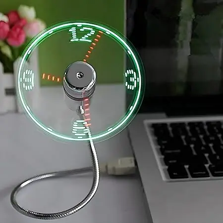 USB LED Clock Fan – Displays Time & Temperature, Flexible USB Desk Gadget, Perfect for Office, Laptop, or Unique Gift Ideas.