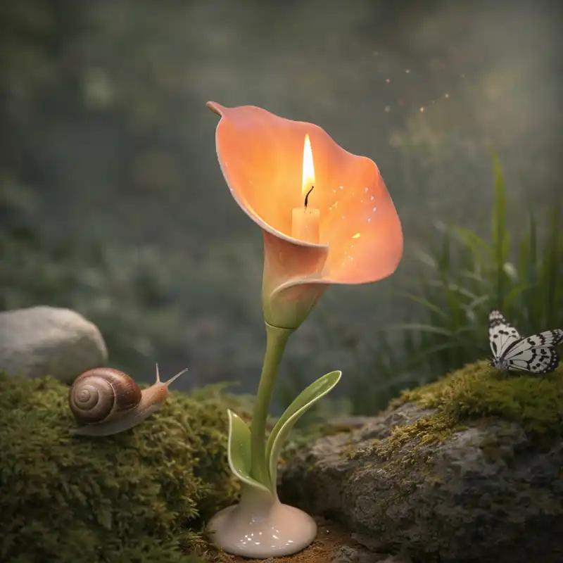 Handcrafted calla lily candle holder floral decor home accent