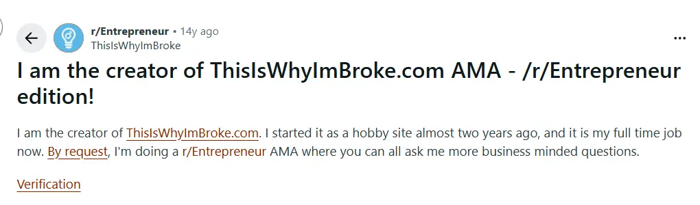ThisIsWhyImBroke.com AMA