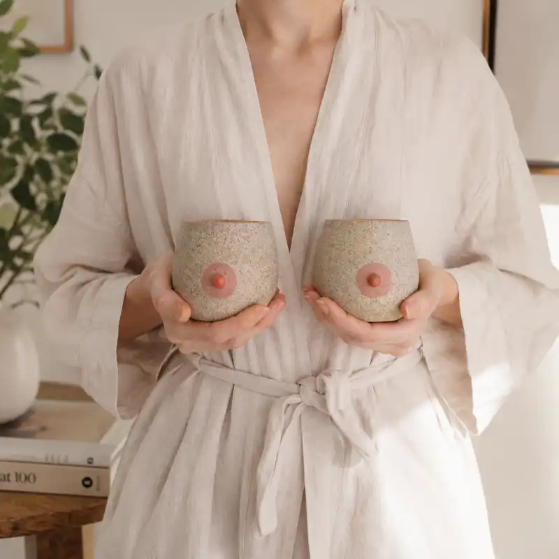 Boob cup handmade ceramic cup with pink nipple detail